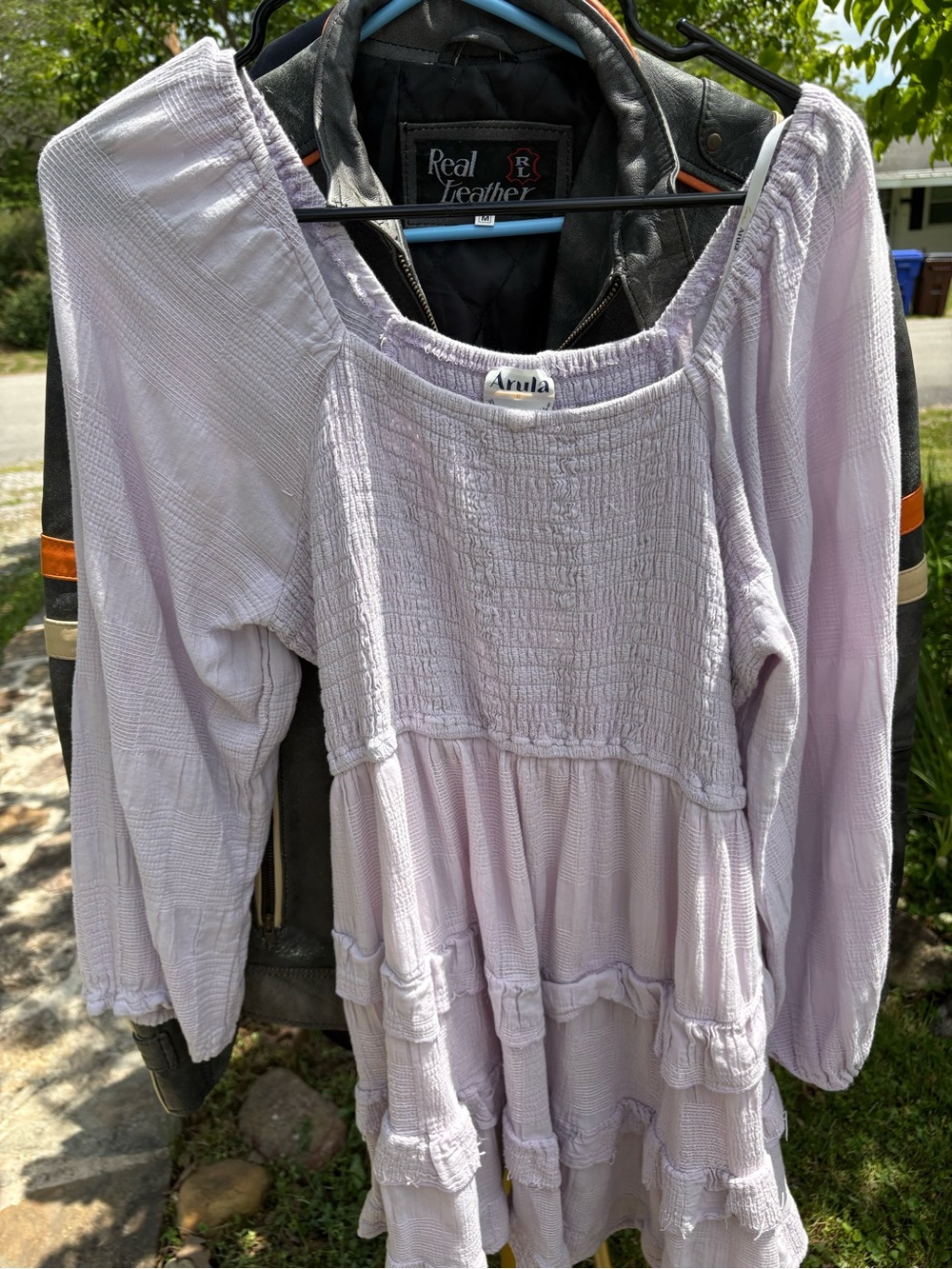 ARULA Lavender Smocked Tiered Peasant Tunic